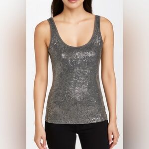 Sequin Rib Charcoal Tank Top
